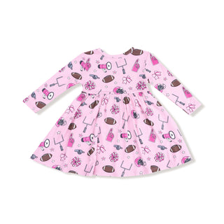 Twirly Long Sleeve Dress, Game Day - Pink 544 Angel Dear Size: 6-12M