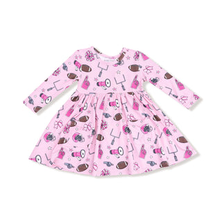 Twirly Long Sleeve Dress, Game Day - Pink 544 Angel Dear Size: 6-12M