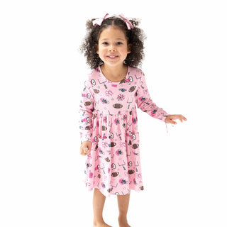 Twirly Long Sleeve Dress, Game Day - Pink 544 Angel Dear Size: 6-12M