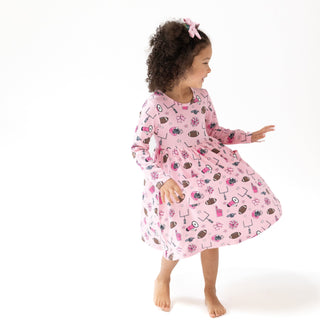 Twirly Long Sleeve Dress, Game Day - Pink 544 Angel Dear Size: 6-12M