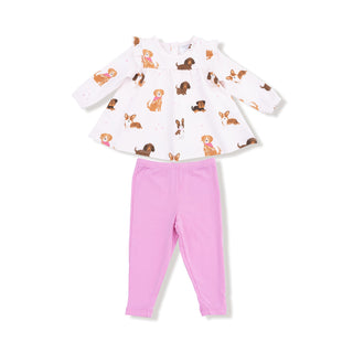 Ruffle Tunic and Legging, Best Friend Dogs - Pink 546 Angel Dear Size: 3-6M