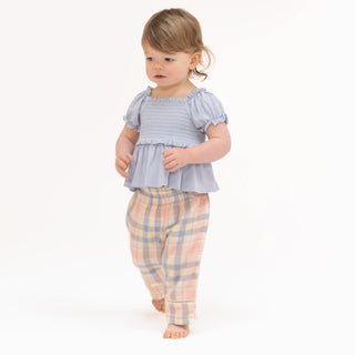Smocked Blouse and Pant Set - Dusty Plaid 556M Angel Dear Size: 6-12M