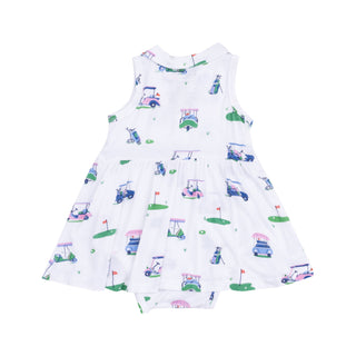 Polo Collar Bodysuit Dress - Vintage Golf Carts Pink568Angel DearSize: 0-3M