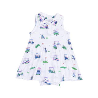 Polo Collar Bodysuit Dress - Vintage Golf Carts Pink568Angel DearSize: 0-3M