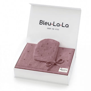 Organic Pointelle Swaddle Blanket + Hat Gift Set Bleu La La Color: Sugar Plum