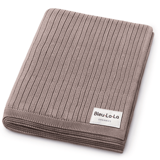 Organic Ribbed Knit Cotton Baby Blanket Blanket Bleu La La Color: Mocha