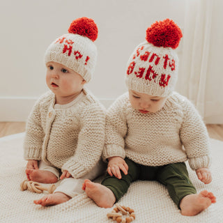 Santa Baby Hand Knit Beanie Hat for Baby Huggalugs Size: XS (newborn)