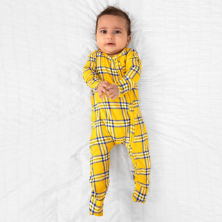 Bamboo Convertible Footie Romper - Clueless Total Betty Plaid Bellabu Bear Size: 0-3 Months