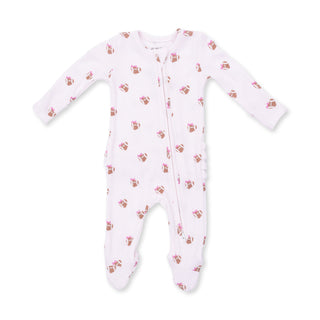 Mini Football Hearts - 2 Way Ruffle Back Zipper Footie