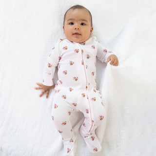 2 Way Ruffle Back Zipper Footie - Mini Football Hearts Angel Dear