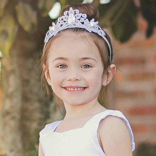 Bailey and Ava Raven Princess Crown and Wand Set - Silver & Ivory | Baby Riddle