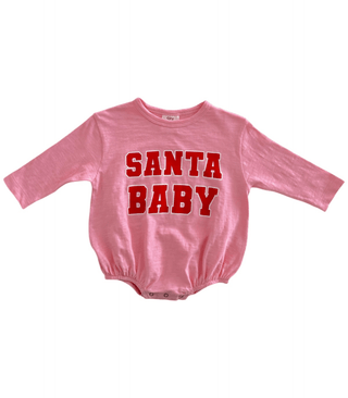 Organic Cotton Long Sleeve Bubble Romper - Santa Baby Pink SIIX Collection Size: 3-6M