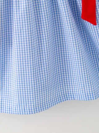 Toddler Girls Baseball Smocked Dress - Blue Plaid Summer Outfit Dress Rylee Faith Designs Size: 2