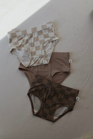 Girl's Bamboo Briefs (3 Pack) - Checkerboard, Taupe & Faded Checkerboard forever french baby Size: 18-24 Months