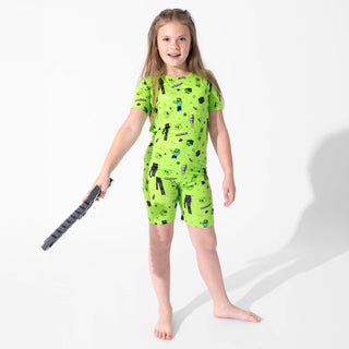 Bamboo Short Sleeve Pajama Set with Shorts - Minecraft Mob Squad Baby & Toddler Sleepwear Bellabu Bear Size: 4T