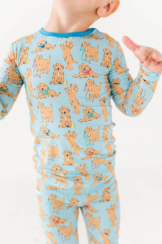 Bamboo Long Sleeve Pajama Set - Golden Retriever (Dogs) Macaron and Me Size: 2