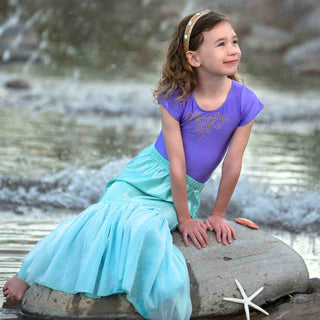 Bailey and Ava Mermaid Tail Skirt, Crown & Wand Set - Turquoise | Baby Riddle