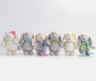 Bunny with Pastel Accessory Ornament - Set of 6 Knit Ornament Melange Collection