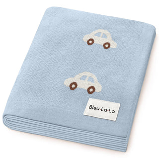100% Cotton Luxury Knit Car Swaddle Blanket Bleu La La Color: Cars - Blue