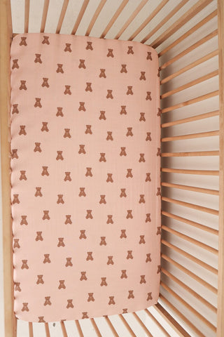 Muslin Crib Sheet - Pink Lottie Muslin Crib Sheet forever french baby