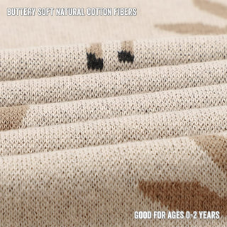 Luxury Cotton Deer Knit Swaddle Baby Blanket Bleu La La Color: Deer - Sage