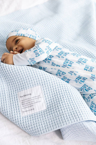 Bamboo Coverall with Zipper - Blue Jesus Is King Holy Pals Size: 00-03M