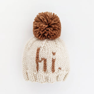 Hi. Pecan Hand Knit Beanie Hat for Baby Huggalugs Size: XS (newborn)