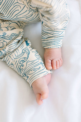 Walking on Water Ribbed Cotton-Bamboo Blend PJ Footless Onesie Onesie Holy Pals Size: 00-03M