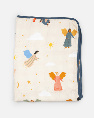 Guardian Angels Deluxe Muslin Baby Quilt Blanket