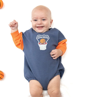 Sweatshirt Bubble with Basketball Patch - Orange 744AB Angel Dear Size: 0-3M