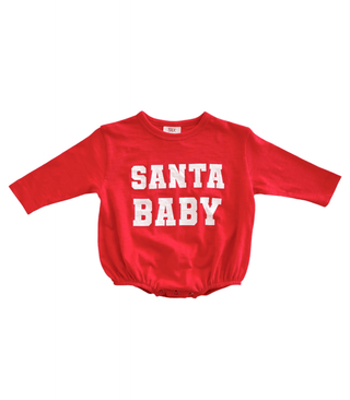 Organic Cotton Long Sleeve Bubble Romper - Santa Baby SIIX Collection Size: 0-3M