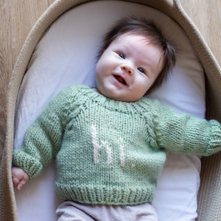 Hi. Sage Green Crew Neck Sweater Huggalugs Size: 0-6 months