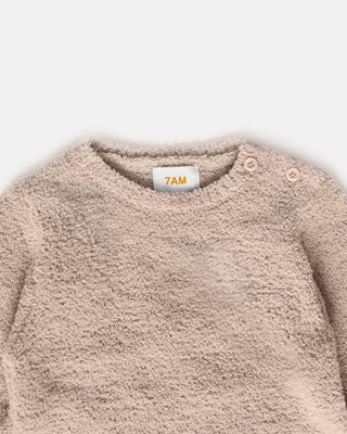 Long Sleeve Top - Fuzzy comfywear 7AMEnfant Color: Ecru Size: 0-3M