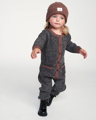 Long Sleeve Jumpsuit - Chunky comfywear 7AMEnfant Color: Oat Heather Grey Size: 0-3M