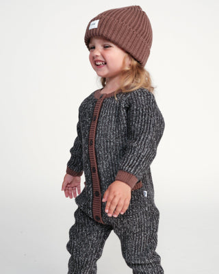 Long Sleeve Jumpsuit - Chunky comfywear 7AMEnfant Color: Oat Heather Grey Size: 0-3M