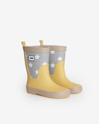 Rain Boots baby shoes 7AM Enfant Color: Rainy Stars Yellow Size: 6