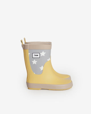 Rain Boots baby shoes 7AM Enfant Color: Rainy Stars Yellow Size: 6