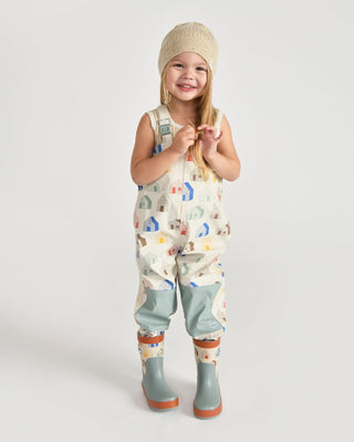 Rain Suspender Pants pants 7AM Enfant Color: Rainy Stars Yellow Size: 18-24M
