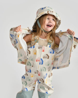 Rain Worker Jacket jacket 7AM Enfant Color: Rainy Houses Teal Size: 18-24M