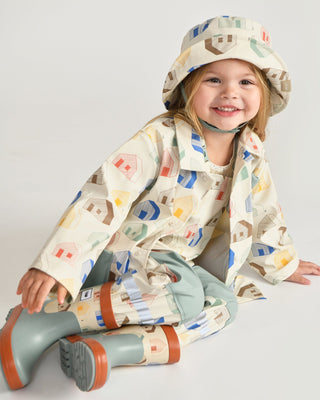 Rain Worker Jacket jacket 7AM Enfant Color: Rainy Houses Teal Size: 18-24M