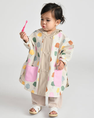 Rain Poncho coat 7AM Enfant Color: Rainy Houses Teal Size: 12-18M