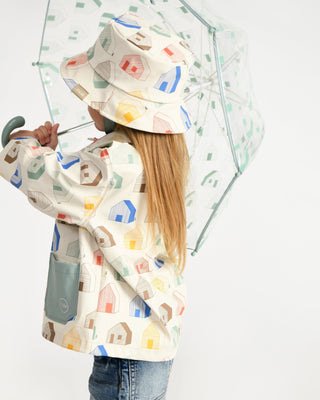 Rain Worker Jacket jacket 7AM Enfant Color: Rainy Houses Teal Size: 18-24M