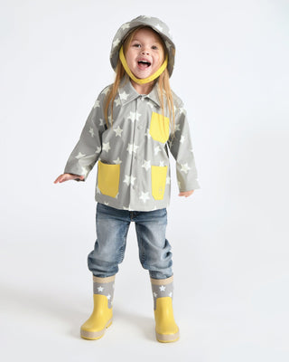 Rain Worker Jacket jacket 7AM Enfant Color: Rainy Houses Teal Size: 18-24M