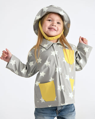 Rain Worker Jacket jacket 7AM Enfant Color: Rainy Houses Teal Size: 18-24M
