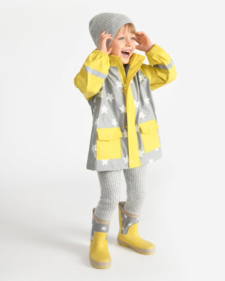 Rain Boots baby shoes 7AM Enfant Color: Rainy Stars Yellow Size: 6