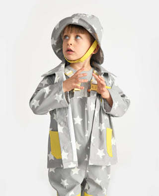 Rain Worker Jacket jacket 7AM Enfant Color: Rainy Houses Teal Size: 18-24M