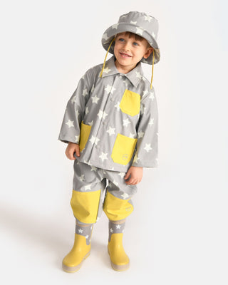 Rain Worker Jacket jacket 7AM Enfant Color: Rainy Houses Teal Size: 18-24M