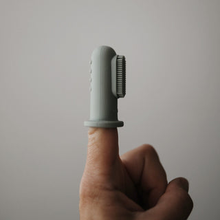 Finger ToothbrushToothbrushMushieColor: Shifting Sand/Cambridge Blue