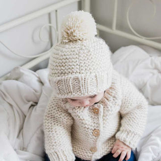 Huggalugs Natural Garter Stitch Beanie | Baby Riddle