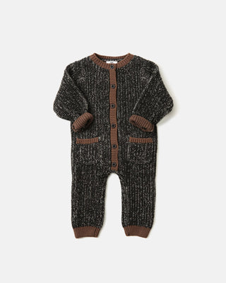 Long Sleeve Jumpsuit - Chunky comfywear 7AMEnfant Color: Oat Heather Grey Size: 0-3M